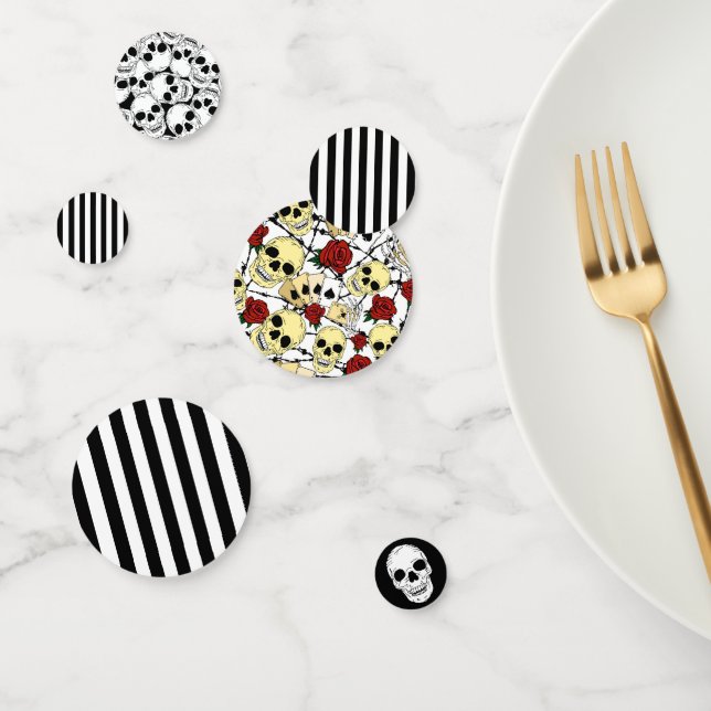 Confettis Crânes et Rose Mariage de goth noir et blanc (Groupe)