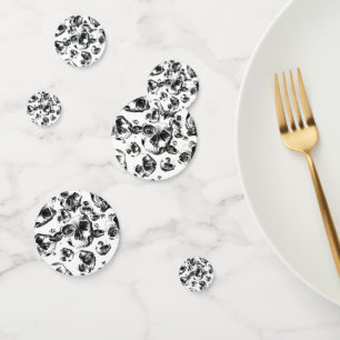 Confettis Crânes noirs et blancs Skeleton Skull Party
