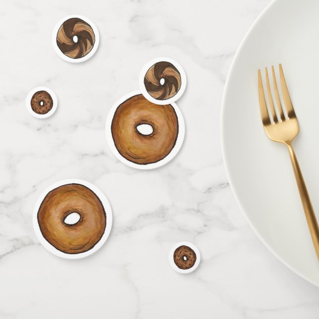Confettis Cuisine en bois de marbre jaune Raisin Bagel Petit (Groupe)