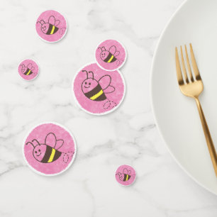 Confettis Cute Little Bee Flying Pink Aquarelle Baby shower