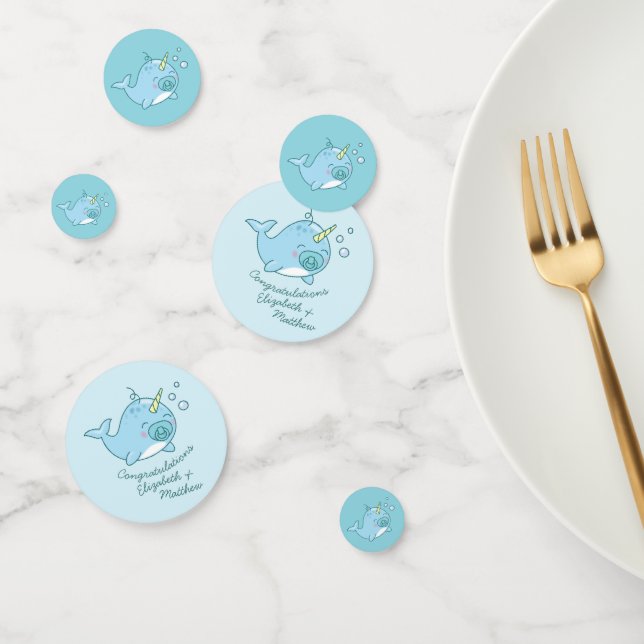 Confettis Cute Narwhal Baby shower Kawaii Blue Boy (Groupe)