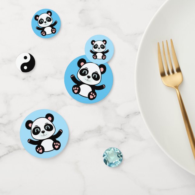 Confettis Cute ours panda sur Columbia bleu (Groupe)