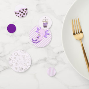 Confettis Cute Purple Axolotl Boba Tea Anniversaire de enfan