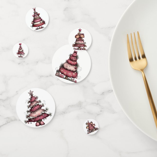 CONFETTIS CUTE RED AND PINK HOLIDAY CHRISTMAS TREES (Groupe)
