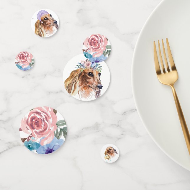 Confettis Dachshund Long Haired Watercolor Theme Party (Groupe)