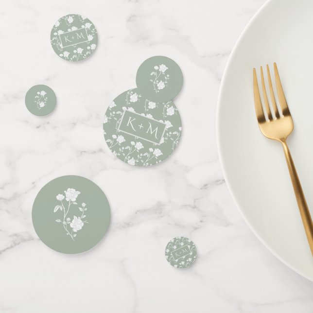 Confettis de mariage Rose Vert Sauge (Groupe)