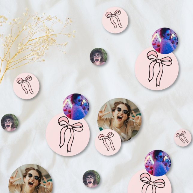 Confettis de photo de Baby Shower rose personnalis (Custom Blush Pink Bow Bridal Shower Photo Confetti
)