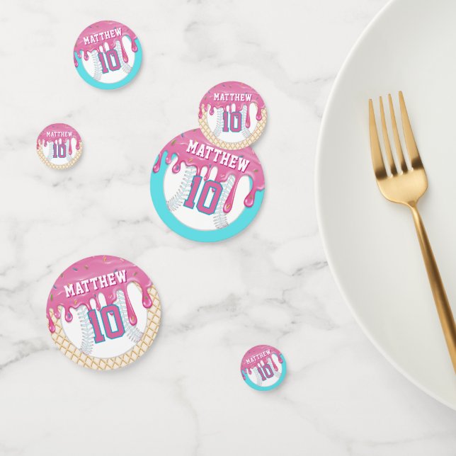 Confettis de table Baseball Drip Rose & Bleu (Groupe)