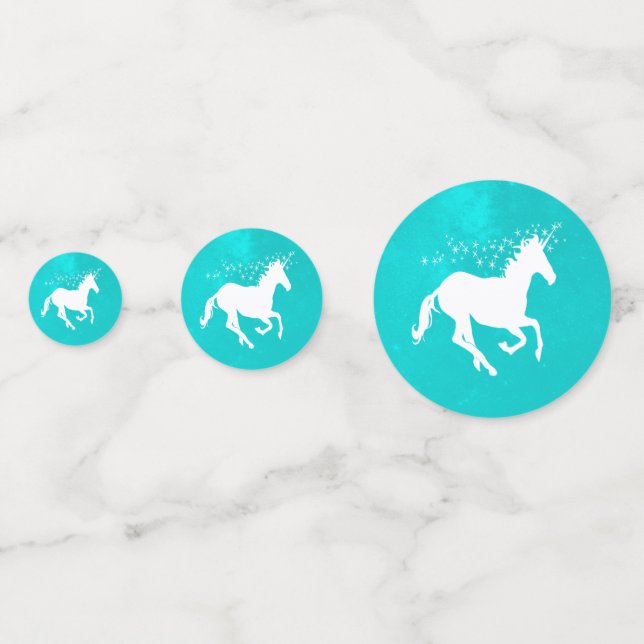 Confettis de table de mariage Licorne Turquoise (Devant)