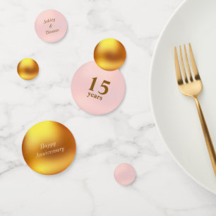 Confettis de table or et rose pour 15e anniversair