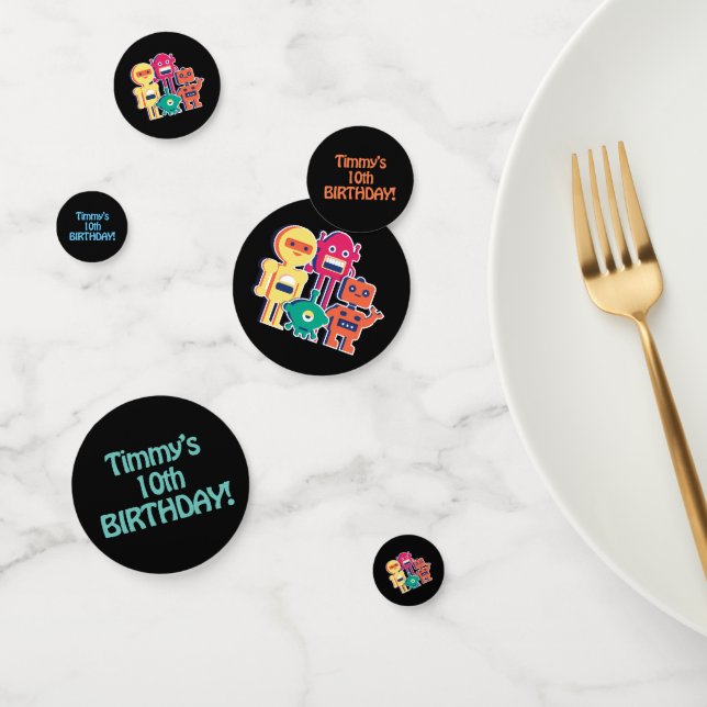 Confettis de table robot d'anniversaire (Groupe)