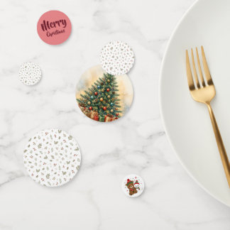 Confettis de table sapin de Noël et ours en peluch