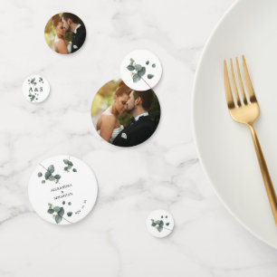 Confettis Décoration de table de mariage en eucalyptus verdu