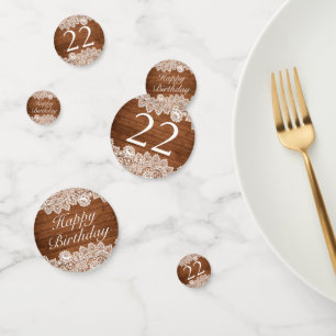 Confettis Dentelle rustique et blanche Joyeux anniversaire