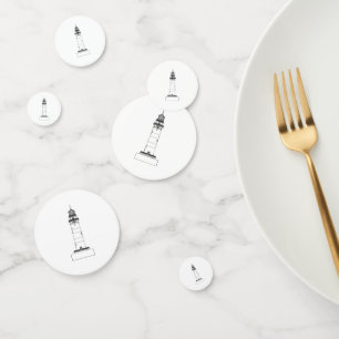 Confettis Dessin de ligne isolée du phare