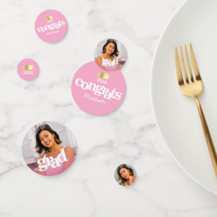 Confettis Diplôme rose 3 photo audacieuse typographie modern