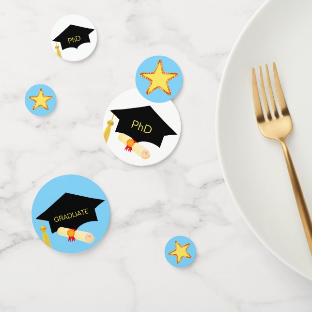 Confettis Doctorat étoiles de Graduation sur bleu & blanc Co (Groupe)