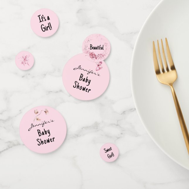 Confettis Douce fille rose, Baby shower aquarelle (Groupe)