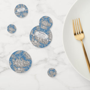 Confettis douche vintage florale turquoise toile de jouy