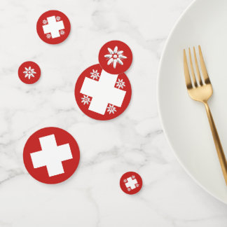 Confettis Drapeau suisse et edelweiss