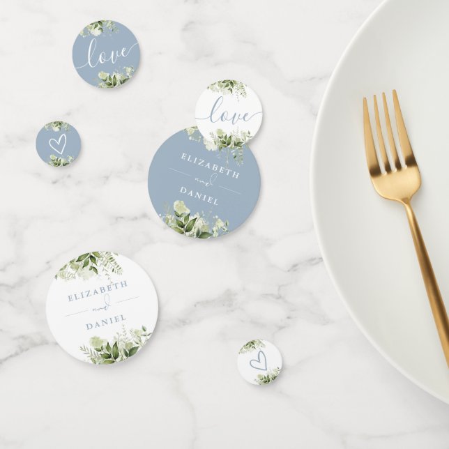 Confettis Élégance Florale de Mariage en Bleu Poussiéreux de (Groupe)