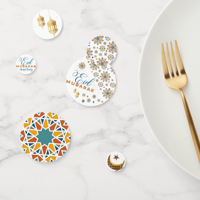 Confettis Élégant Aïd Moubarak Calligraphie Lune Étoiles (Groupe)