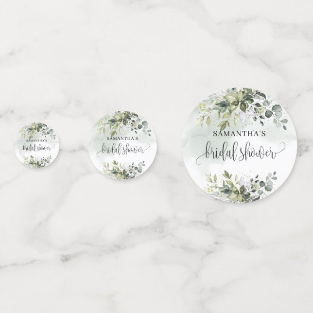 Confettis Elegant baby shower vert poussiéreux eucalyptus or (Devant)