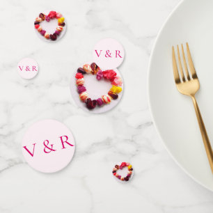 Confettis Élégant chic fleur moderne rose coeur d'amour mari