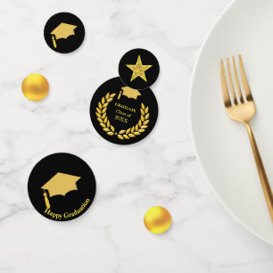 Confettis Elégant Golden et Black Graduation