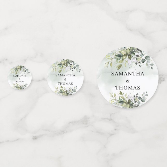 Confettis Élégant mariage botanique vert eucalyptus or (Devant)