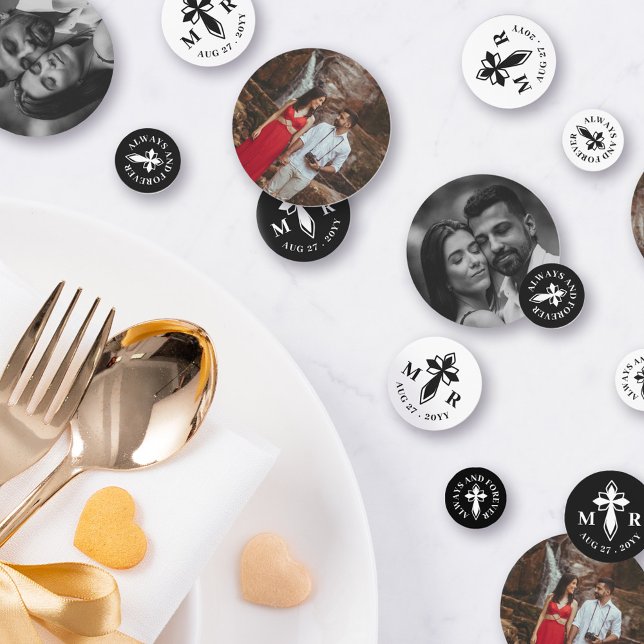 Confettis Élégant Mariage de croix décorative Monogramme & P (Créateur téléchargé)