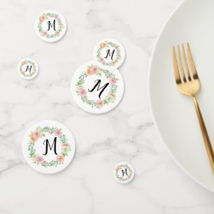 Confettis Élégant Mariage de monogramme de couronne florale