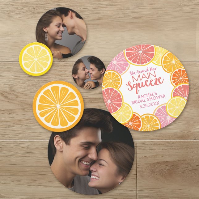 Confettis Elle a trouvé sa Baby Shower de mariage (Custom Bridal Shower Confetti with Photos - She Found Her Main Squeeze)