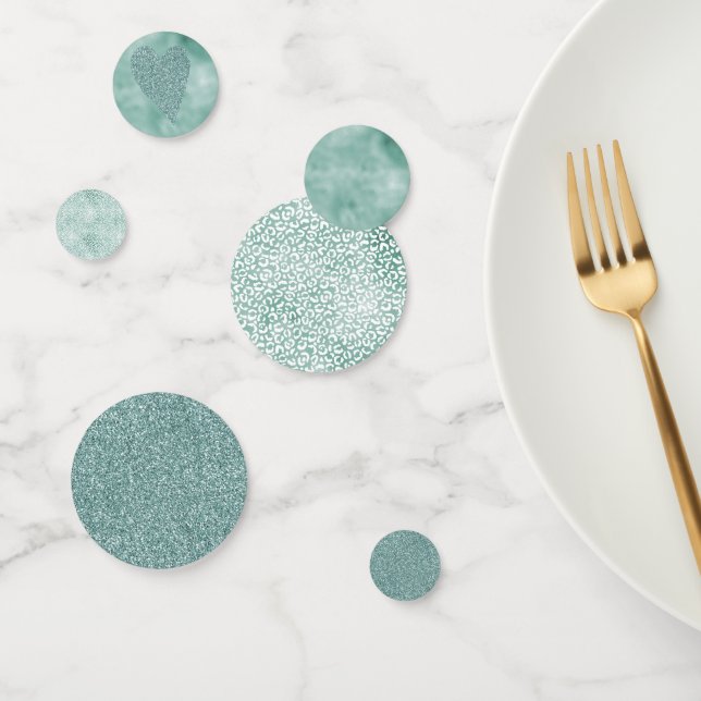 Confettis Empreinte de léopard blanc à la menthe (Groupe)