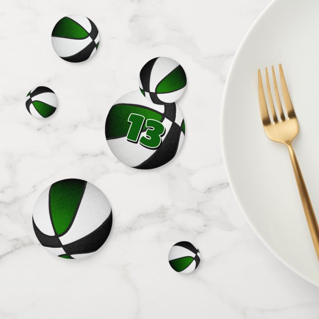 Confettis équipe noire verte couleurs basketball (Groupe)