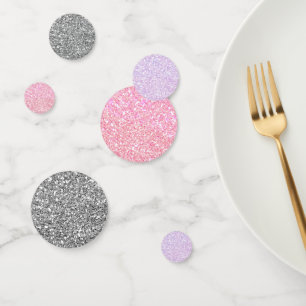 Confettis Étincelle pourpre et rose argentée de parties