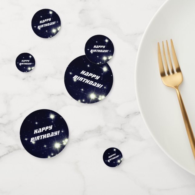 Confettis Étoiles dans l'espace profond Bleu foncé Joyeux an (Groupe)