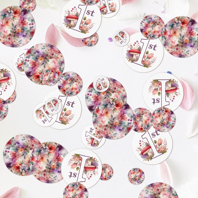 Confettis Fairy Premier anniversaire Enchanted Floral Aquare (Fairy First Birthday Table Confetti)