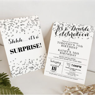 Confettis Faux Argent pour Invitation Double Céléb