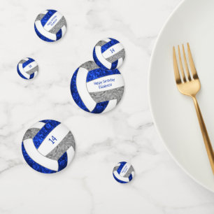 Confettis fête d'anniversaire de volley-ball gris bleu