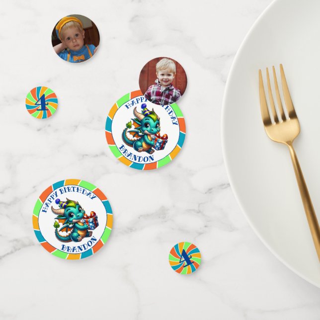 Confettis Fête d'anniversaire du garçon à thème Dragon (Groupe)