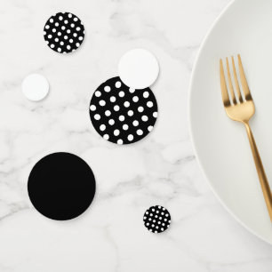 Confettis Fête d'anniversaire pois noirs et blancs