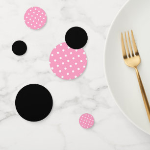 Confettis Fête d'anniversaire rose blanc noir à pois