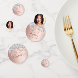 Confettis fête d'anniversaire rose or parties scintillant ph