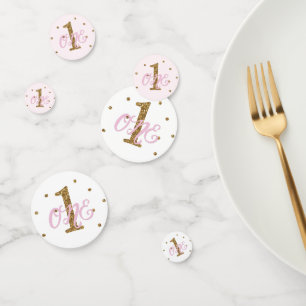 Confettis Fête d'anniversaire Rose & Paillettes Dorées pour
