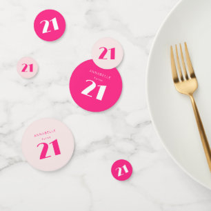 Confettis Fête d'anniversaire rose vif moderne 21 vingt et u