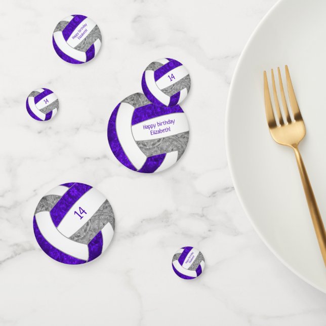 Confettis fête d'anniversaire violet gris girly (Groupe)