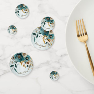 Confettis Fête de mariage Turquoise Fleur blanche Feuilles d