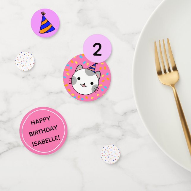 Confettis Fille Anniversaire Pink Cat Party Décoration (Groupe)