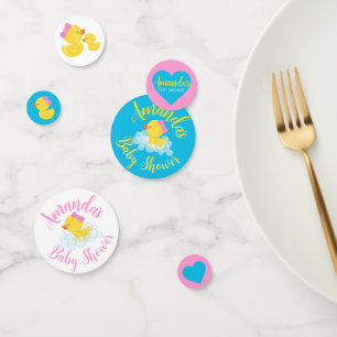 Confettis Fille Canard en caoutchouc Baby shower personnalis